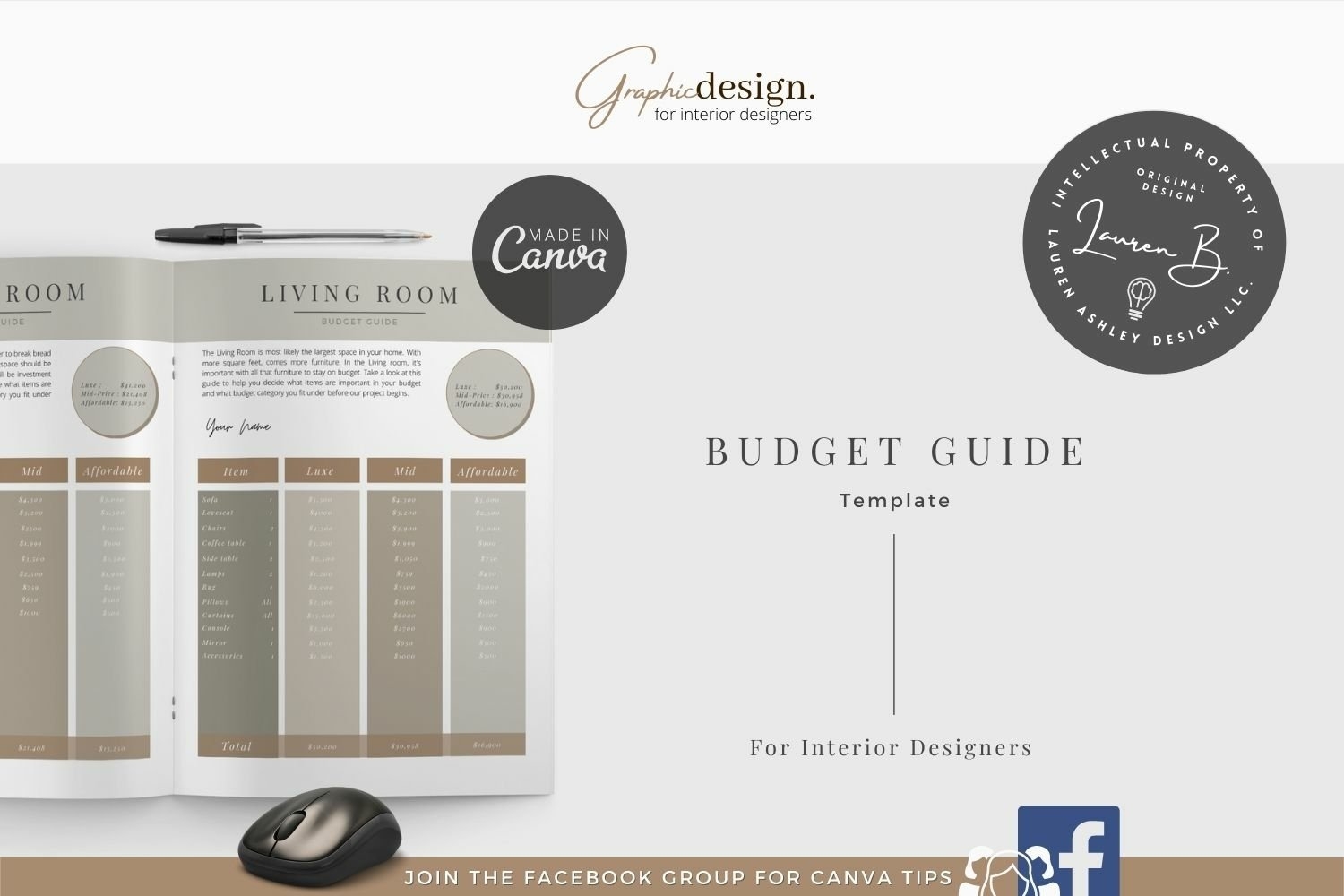 Client Budget Guide Canva Template For Interior Designers