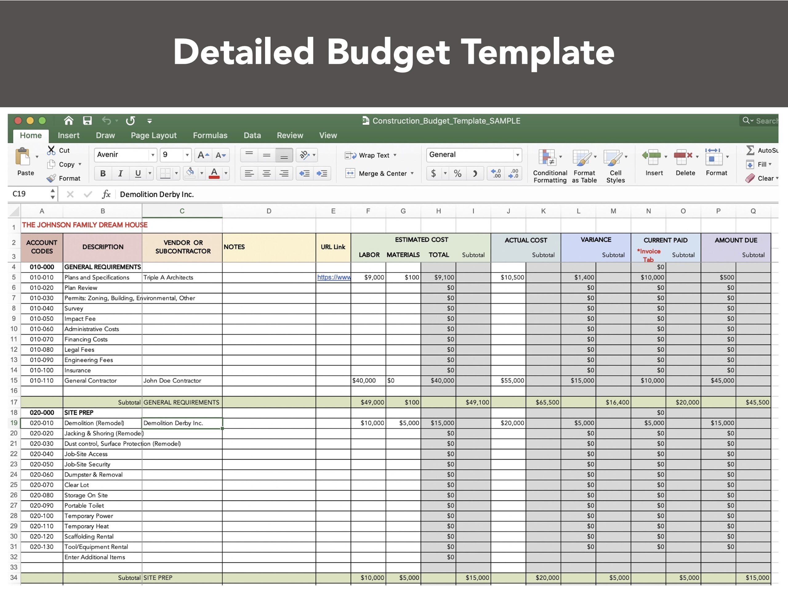 Construction Budgets Templates Construction Budgets Templates