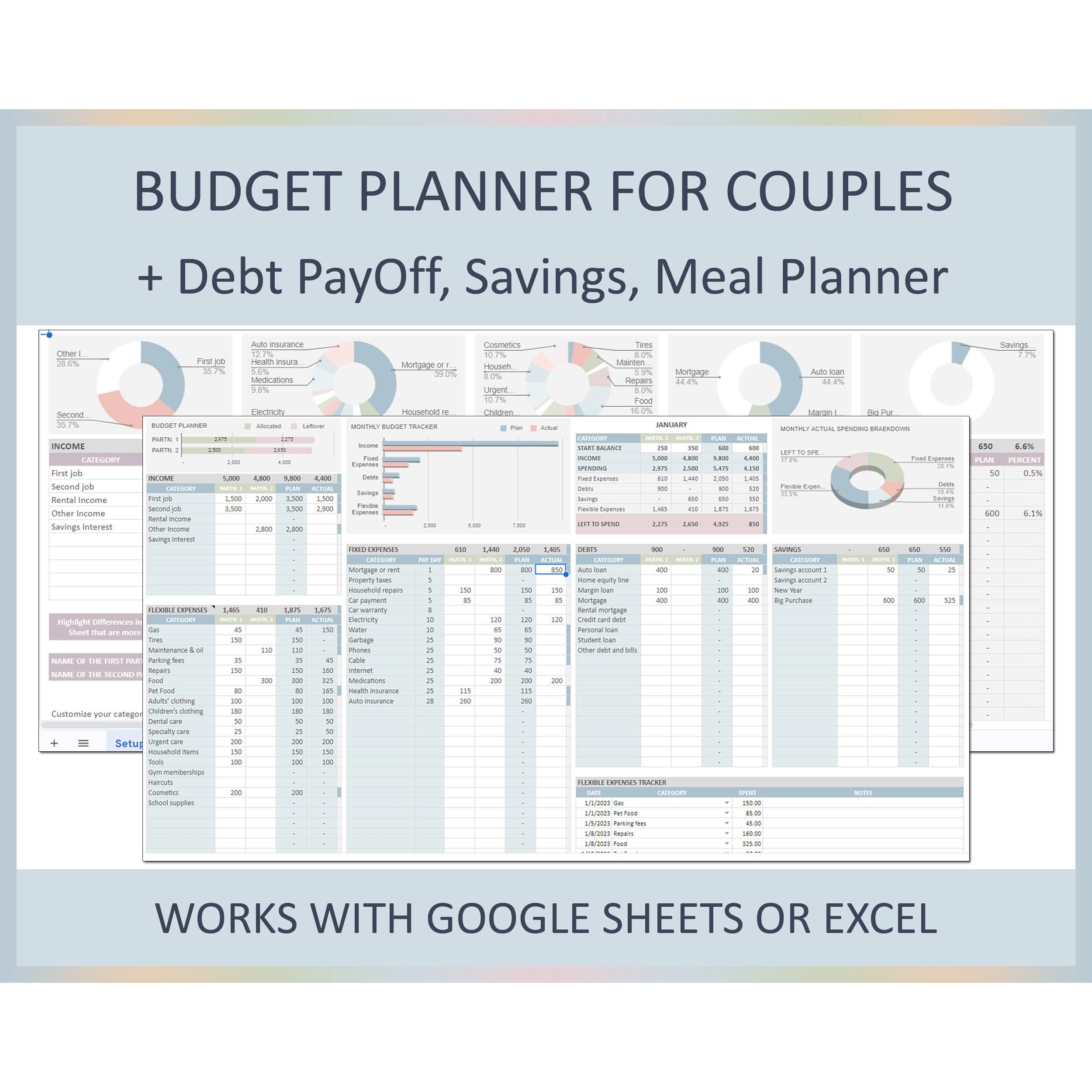 Couples Budget Spreadsheet Budget Planner Budget Template 