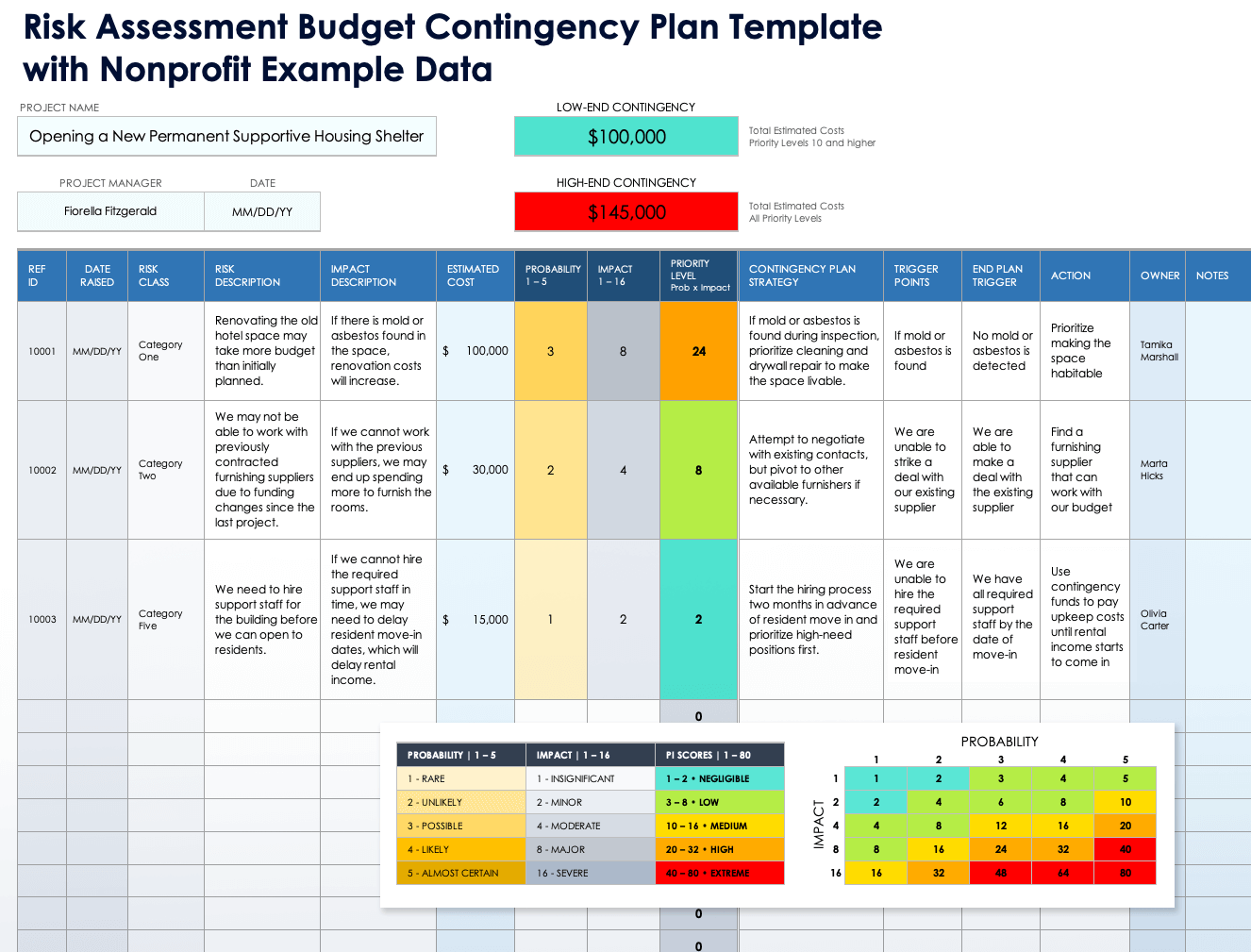Contingency Budget Template