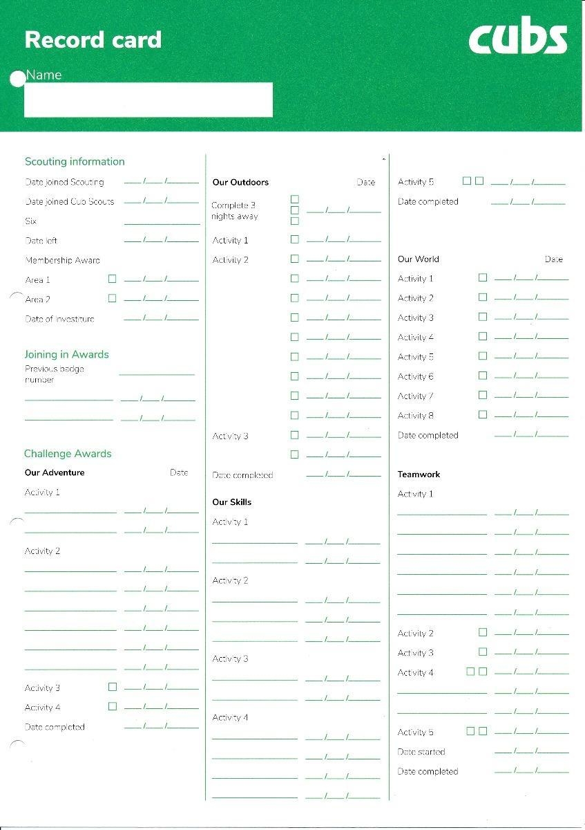 Cubs Record Cards Pack Of 10 