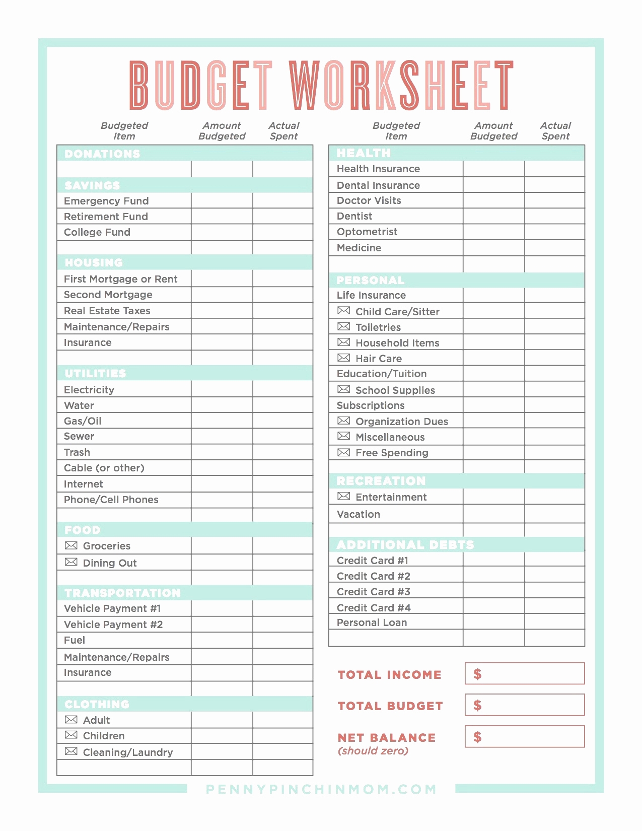 Fccla Budget Template