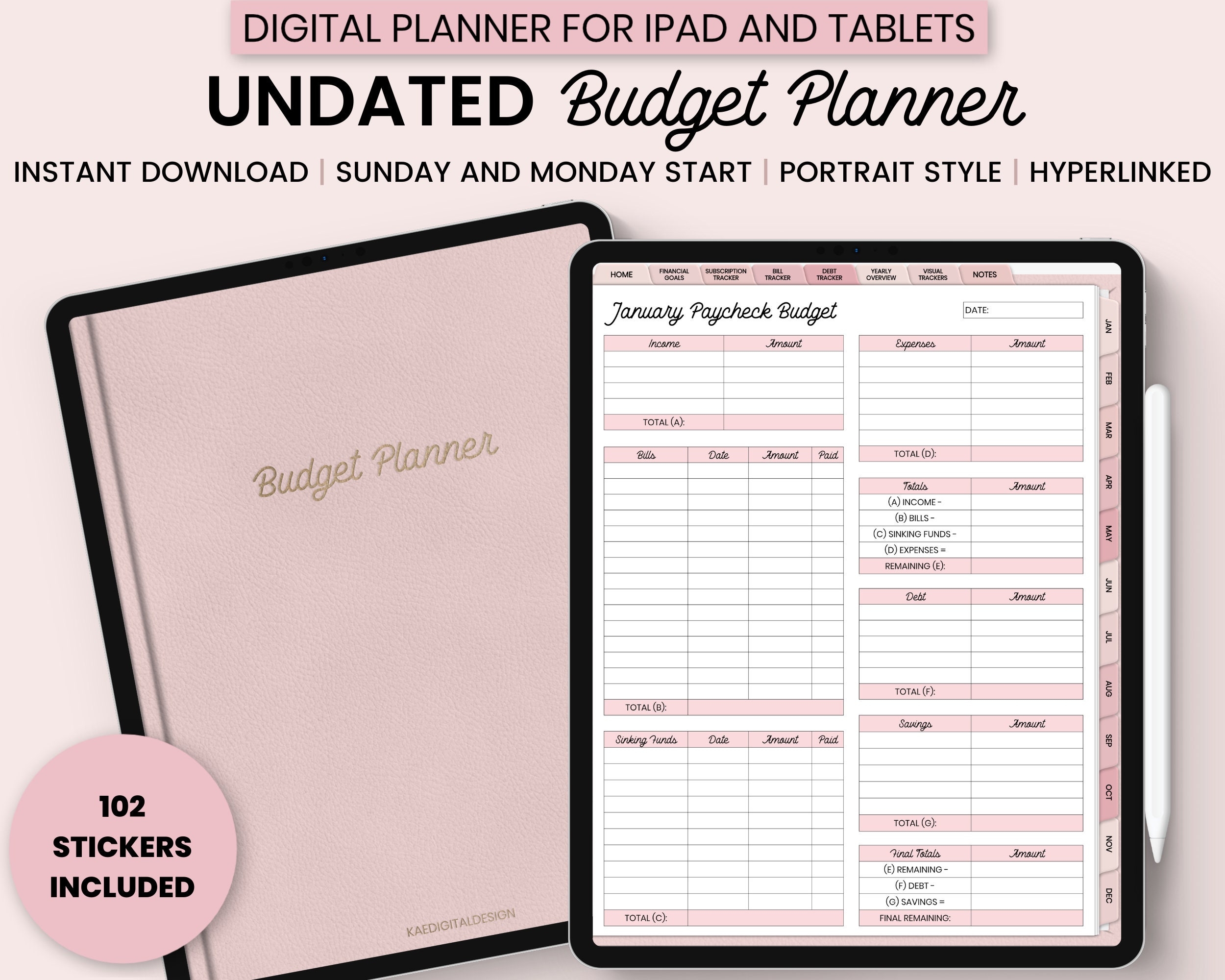 Digital Budget Planner Digital Finance Planner Digital Planner Bi weekly Budget Monthly Budget Goodnotes Digital Planner IPad Planner Etsy