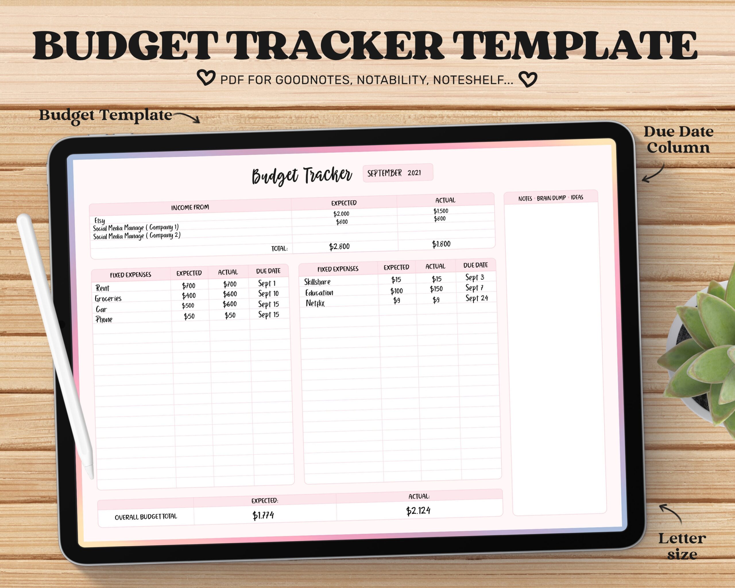 Digital Budget Planner Goodnotes Template Digital Financial 