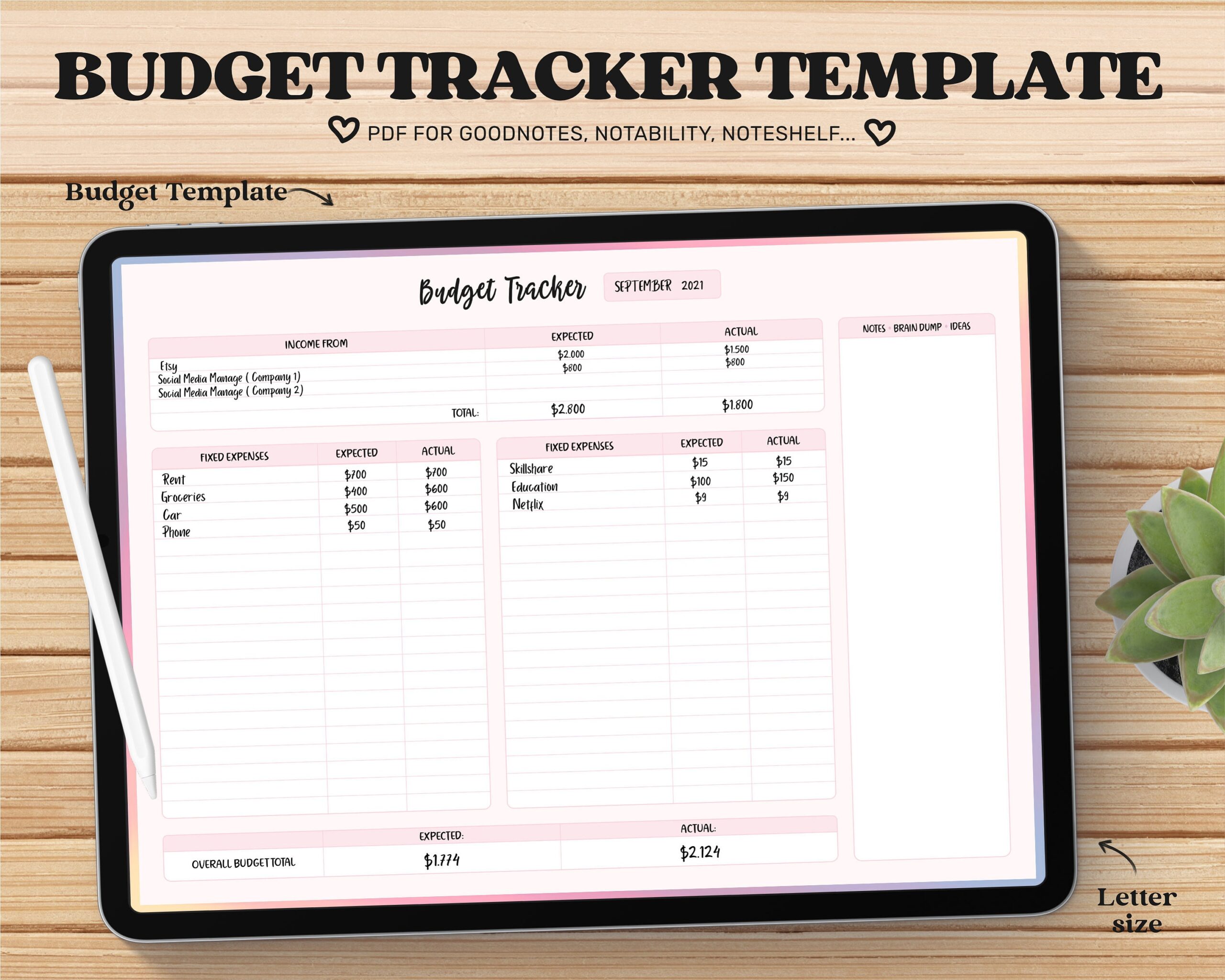 Digital Budget Planner Goodnotes Template Digital Financial Planner Undated Digital Planner IPad Pro Planner Digital Planner Notability Etsy