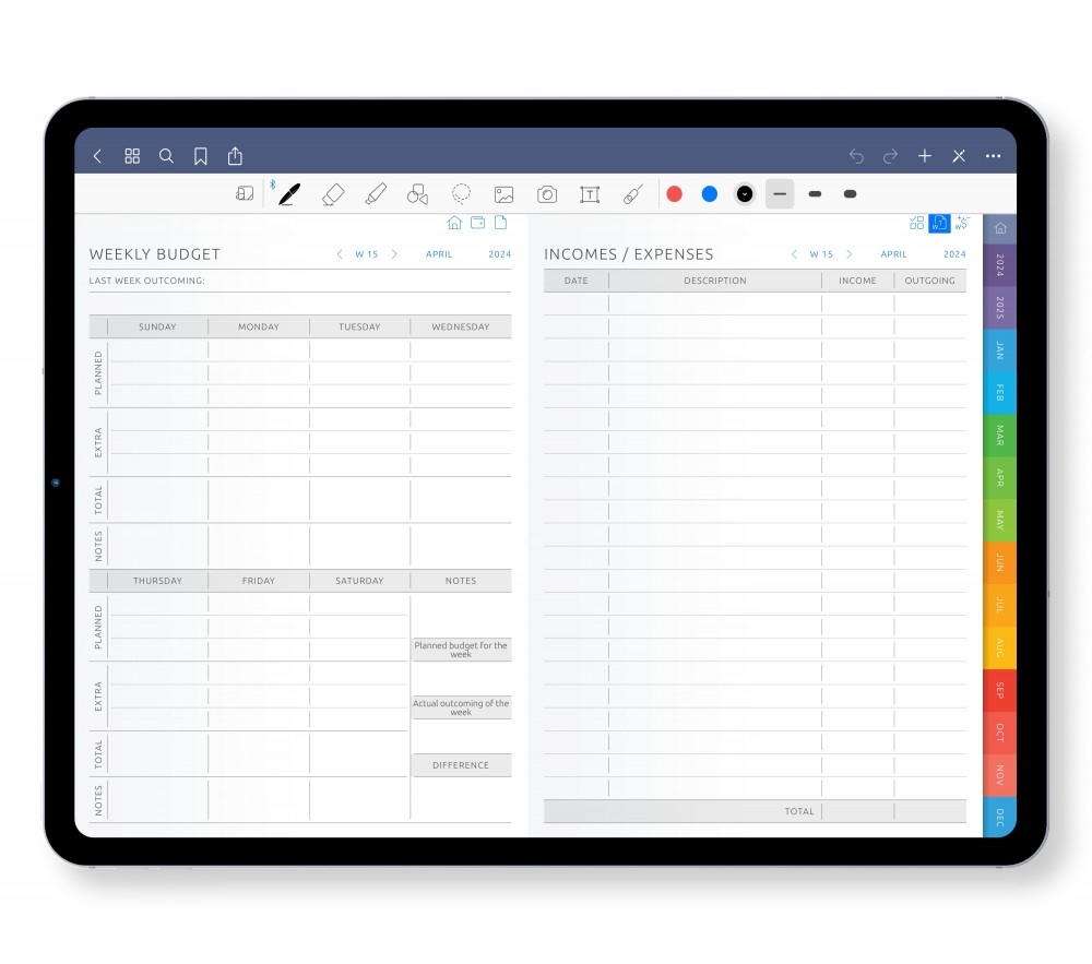 Digital Budget Planner Light Theme 