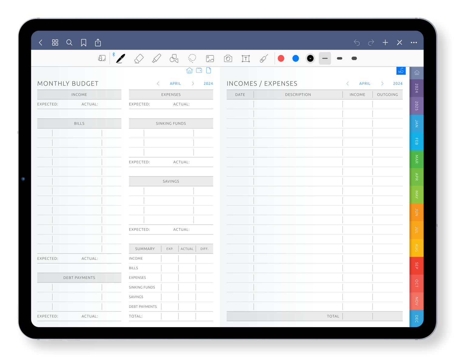 Digital Budget Planner Light Theme 