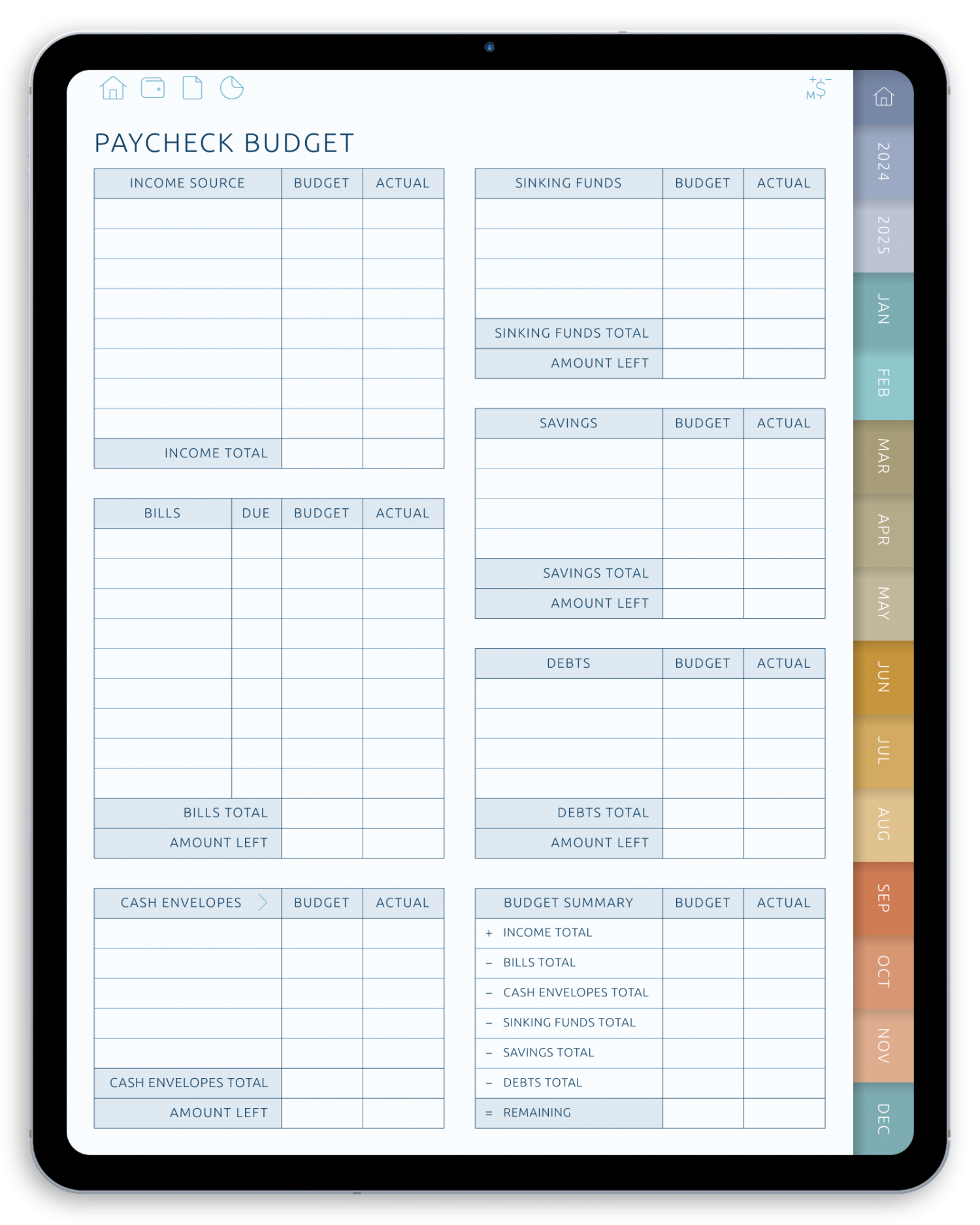 Monthly Budget Template For Ipad