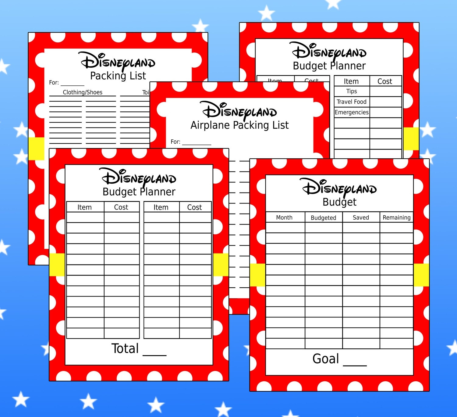 Disneyland Budget Template