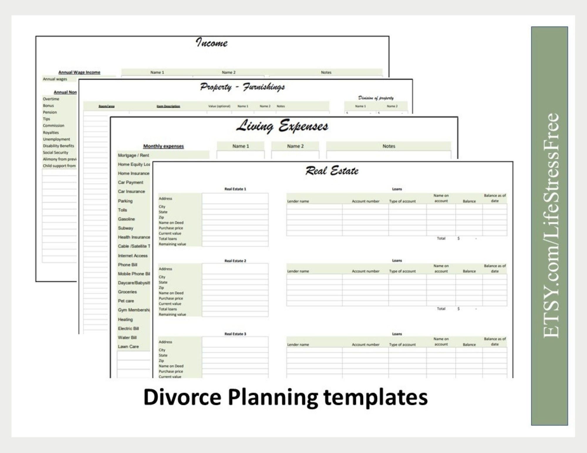 Divorce Excel Spreadsheet Etsy