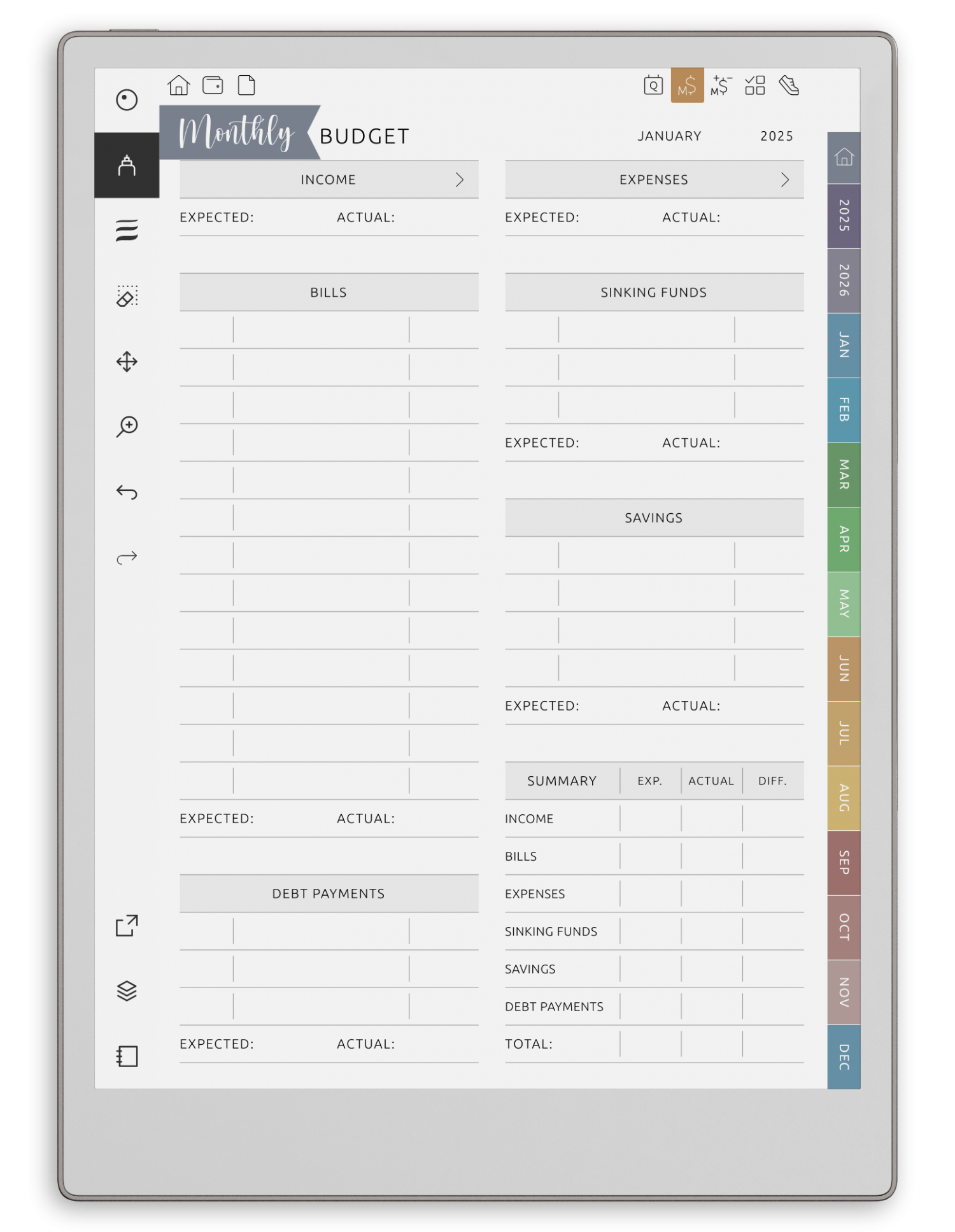 Remarkable 2 Budget Template