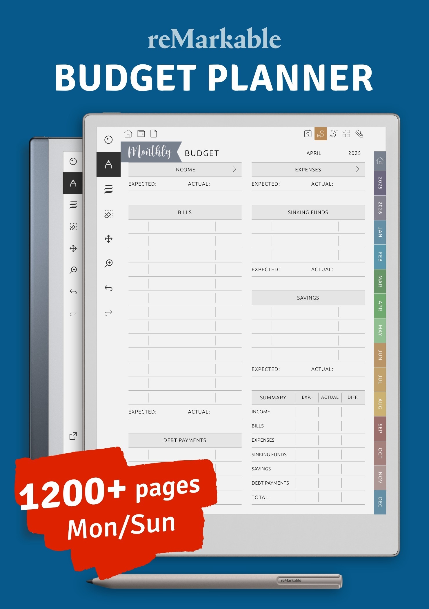 Remarkable 2 Budget Template