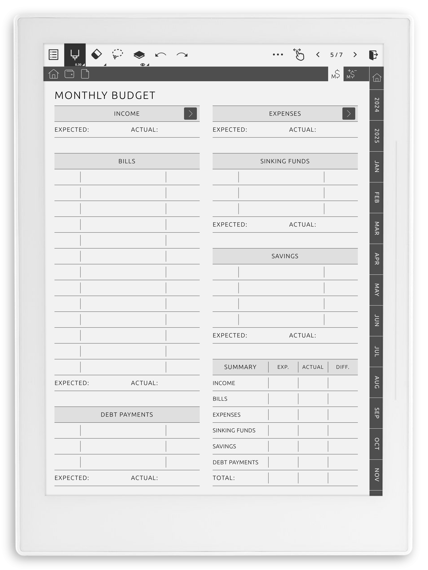 Download Budget Planner PDF For Supernote A5 X U0026 A6 X