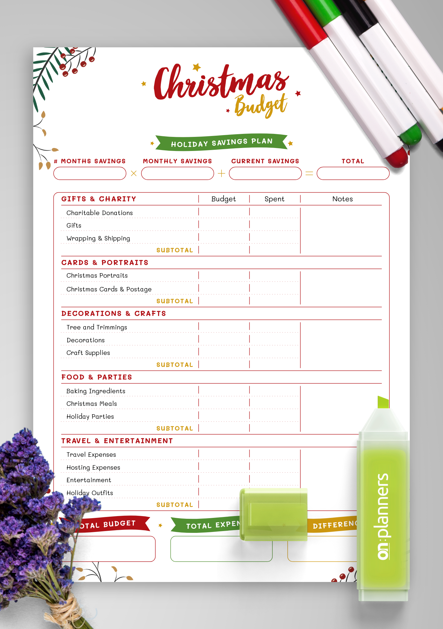 Christmas Budget Template Free