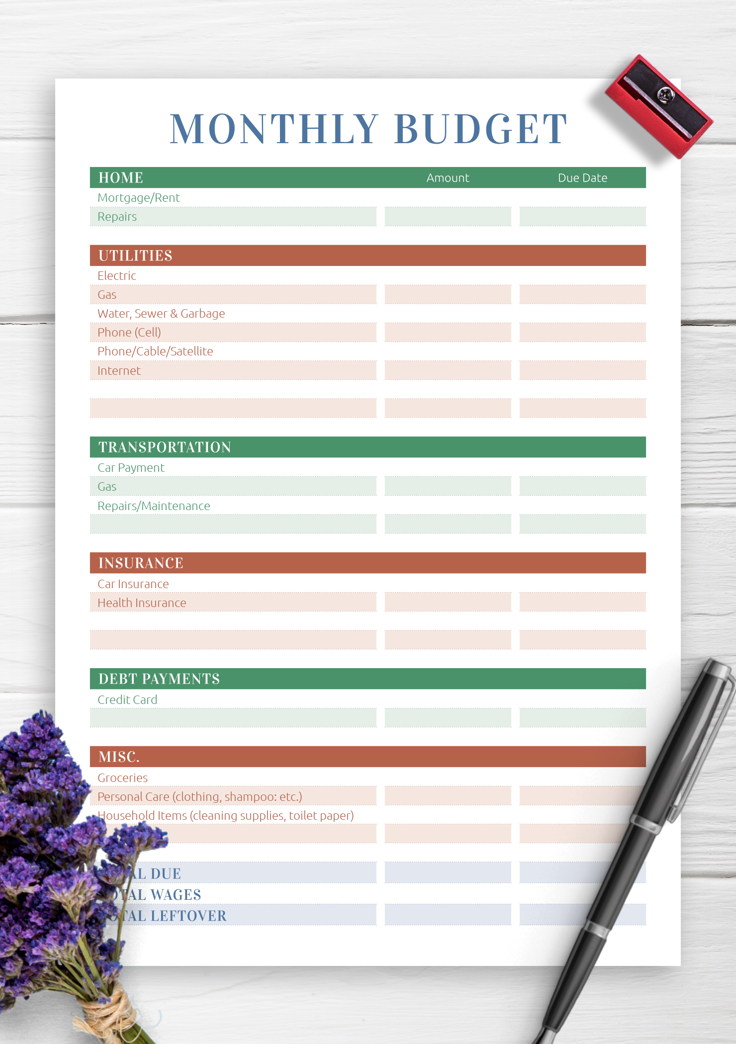 Basic Household Budget Template