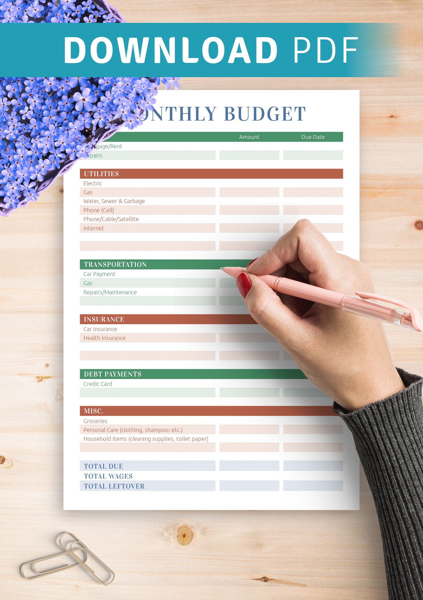 Download Printable Monthly Household Budget PDF Download Printable Monthly Household Budget PDF