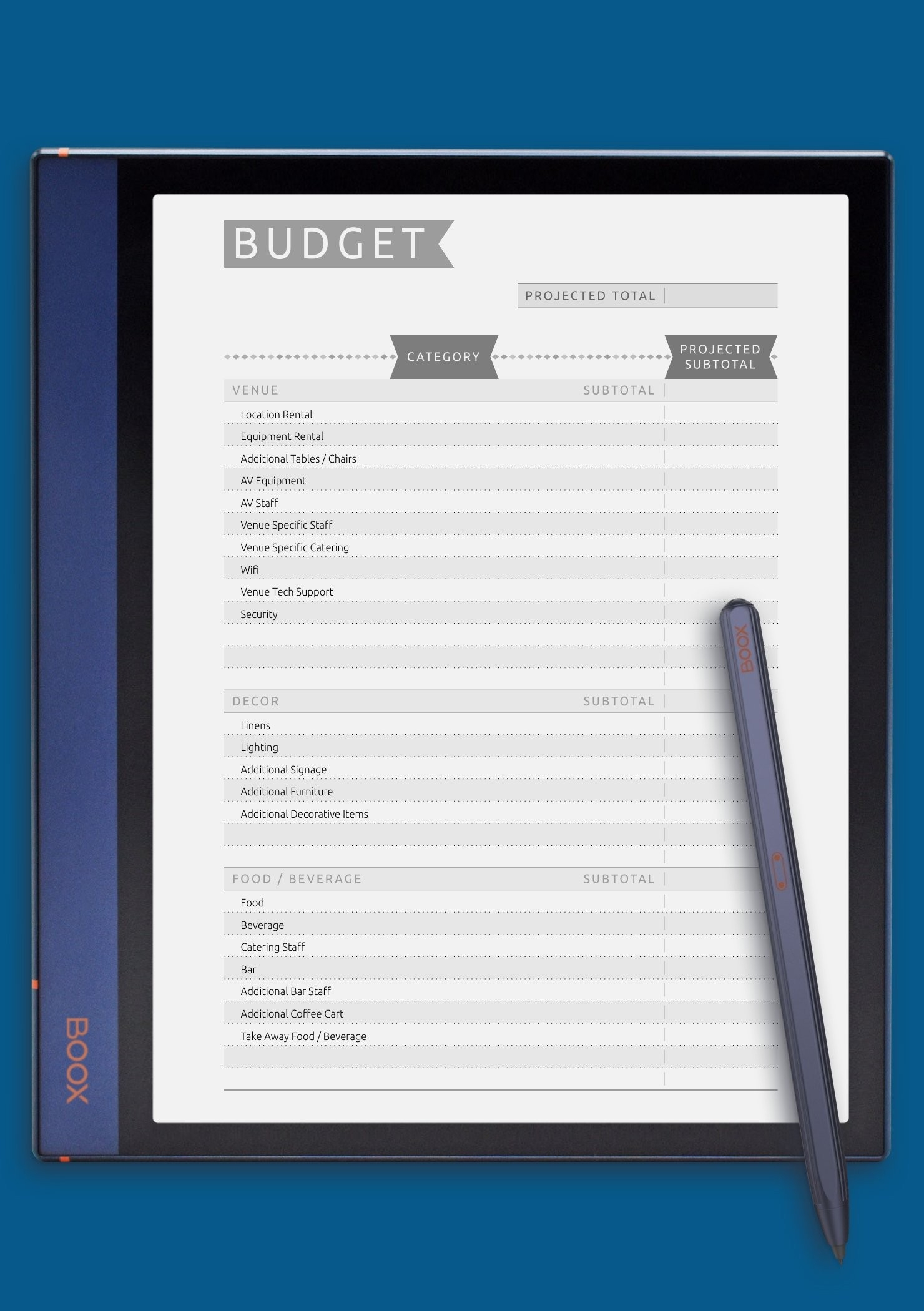 Furniture Budget Template