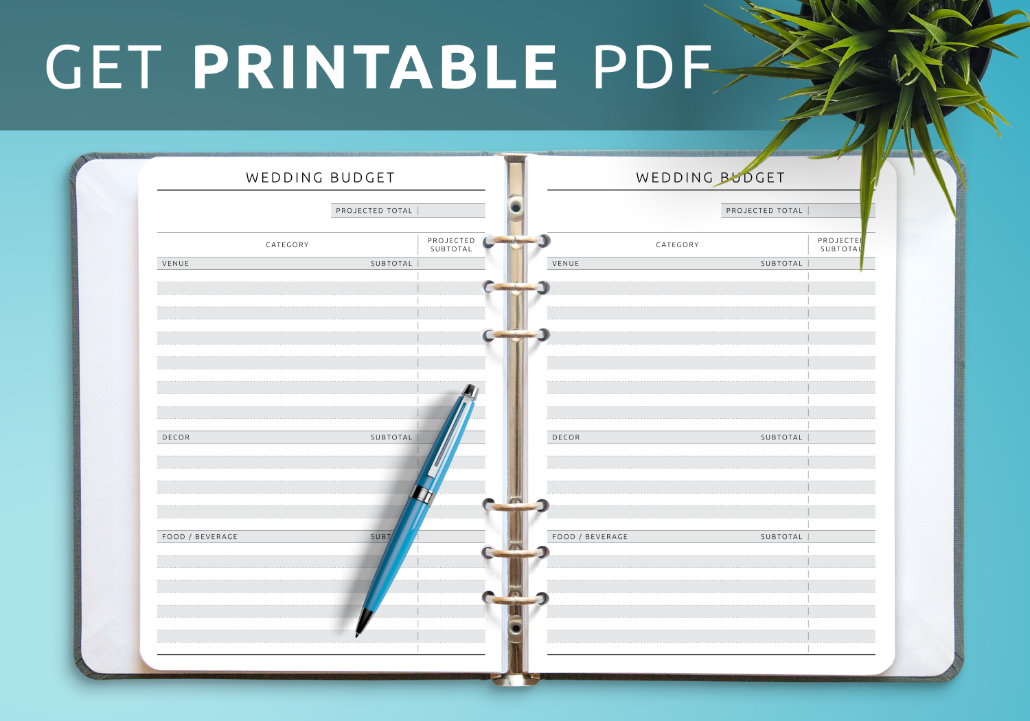 Blank Printable Wedding Budget Template