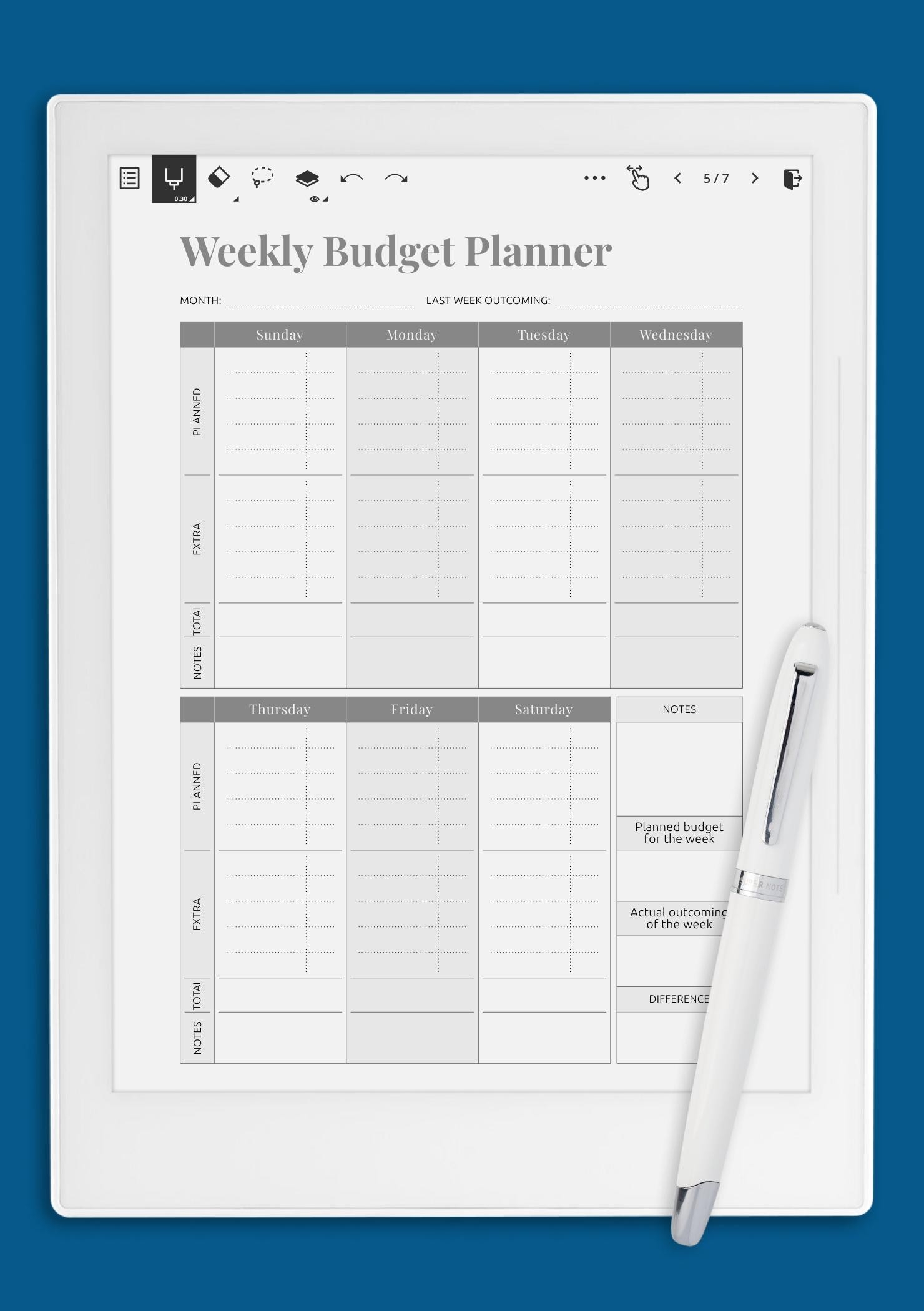 Weekly Budgeting Template