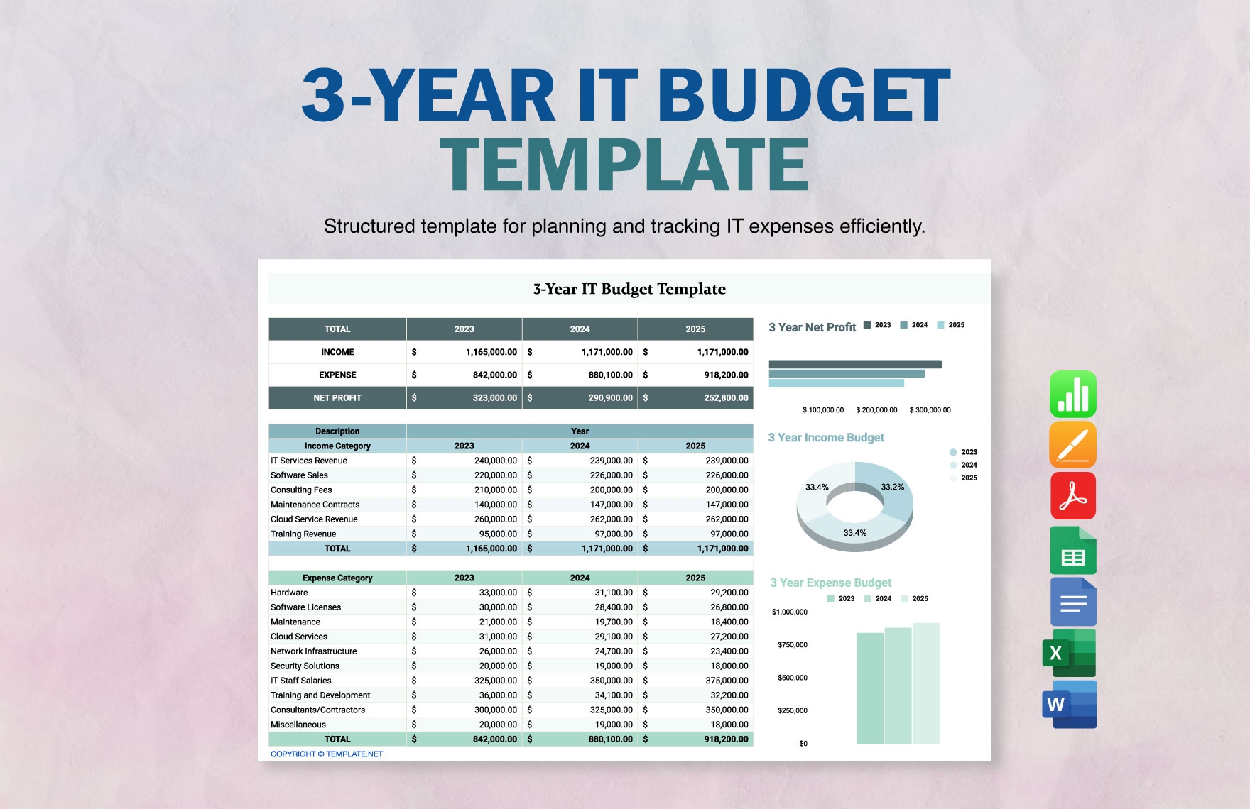 Three Year Budget Template