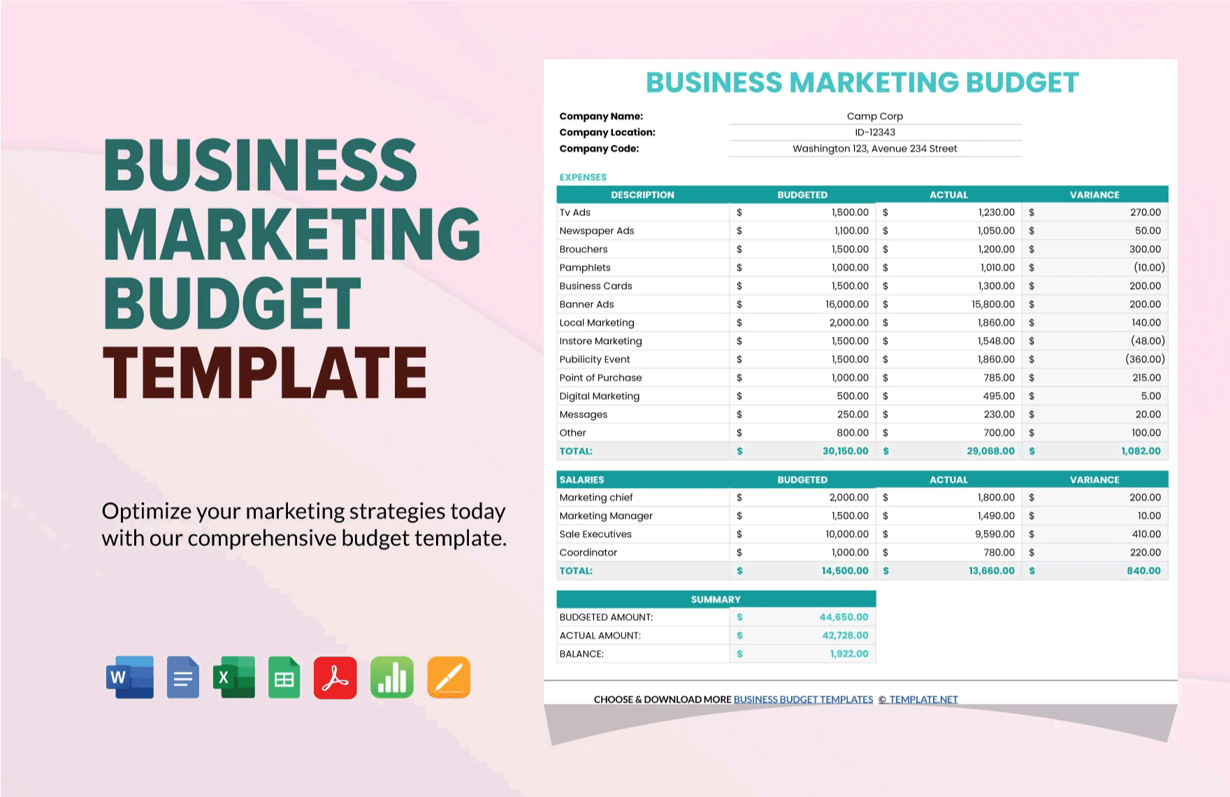 Meeting Budget Template