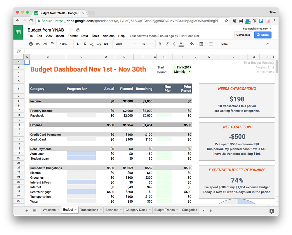 Emulate YNAB It Shows It But How Google Sheets Tiller Community