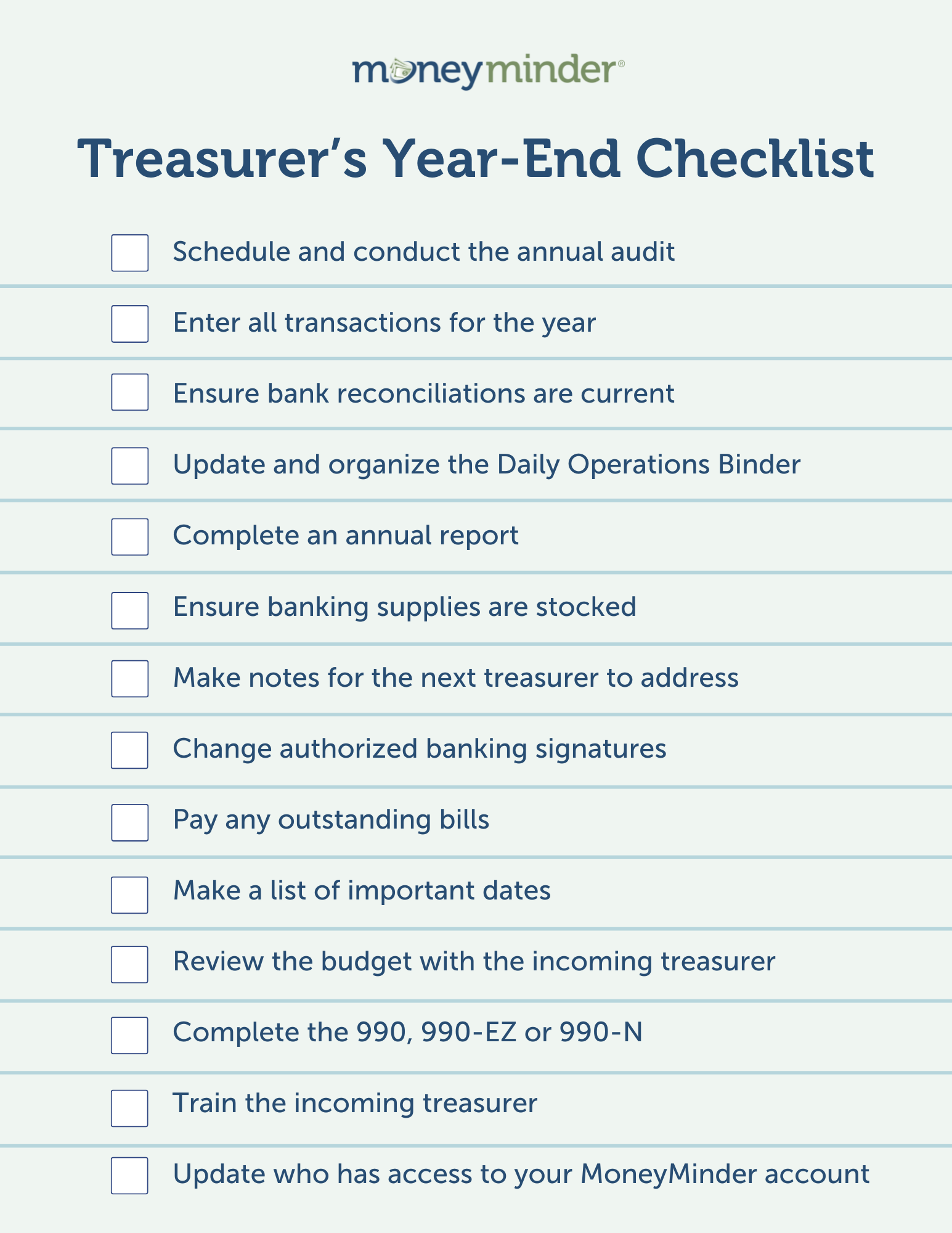 End of Year Checklist For PTO U0026 PTA Treasurers MoneyMinder