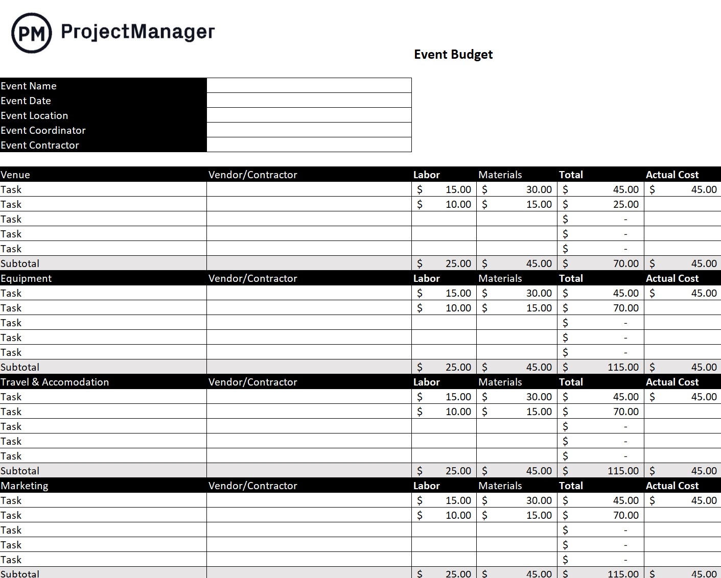 Retreat Budget Template Retreat Budget Template
