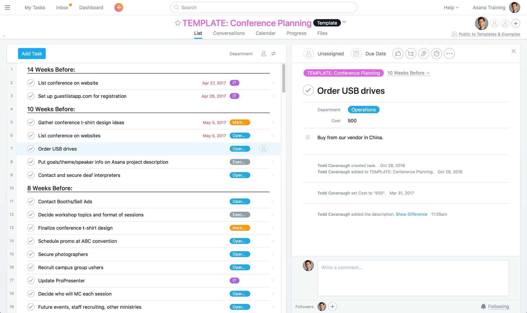 Asana Budget Template
