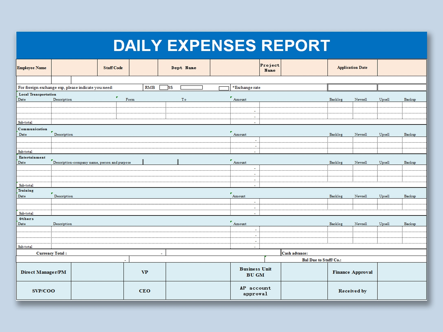 Daily Budget Spreadsheet Template