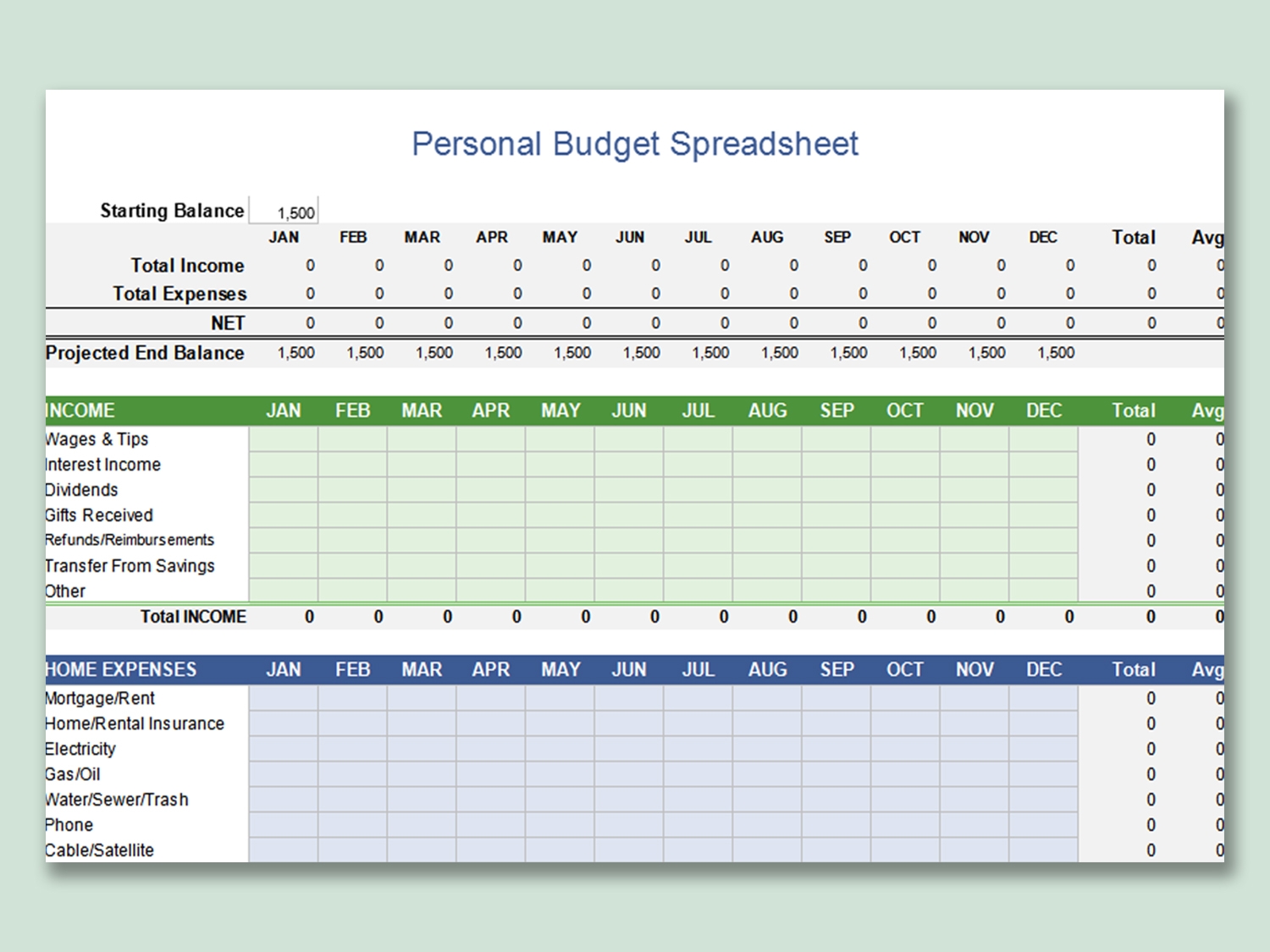 Personal Budget Planner Template