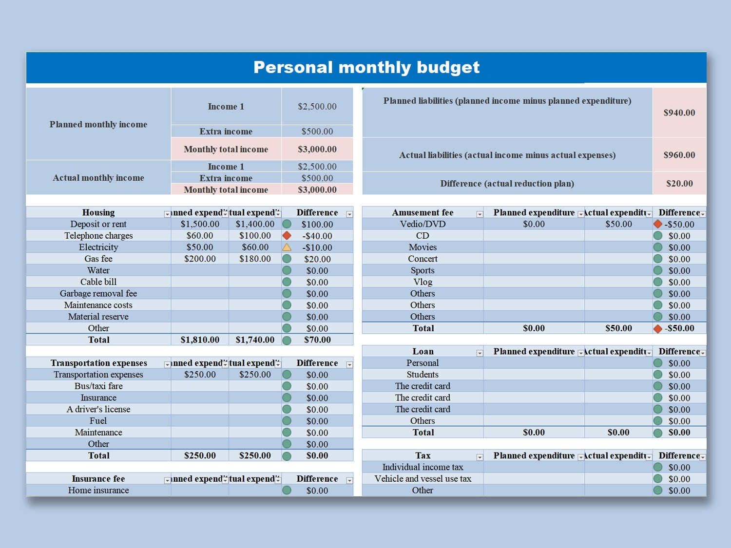 Monthly Budget Template Filetype Xlsx