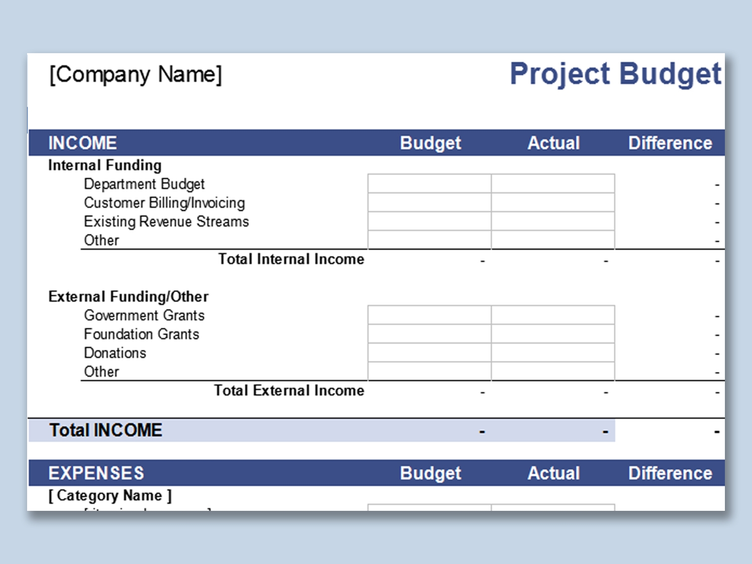 Funding Budget Template