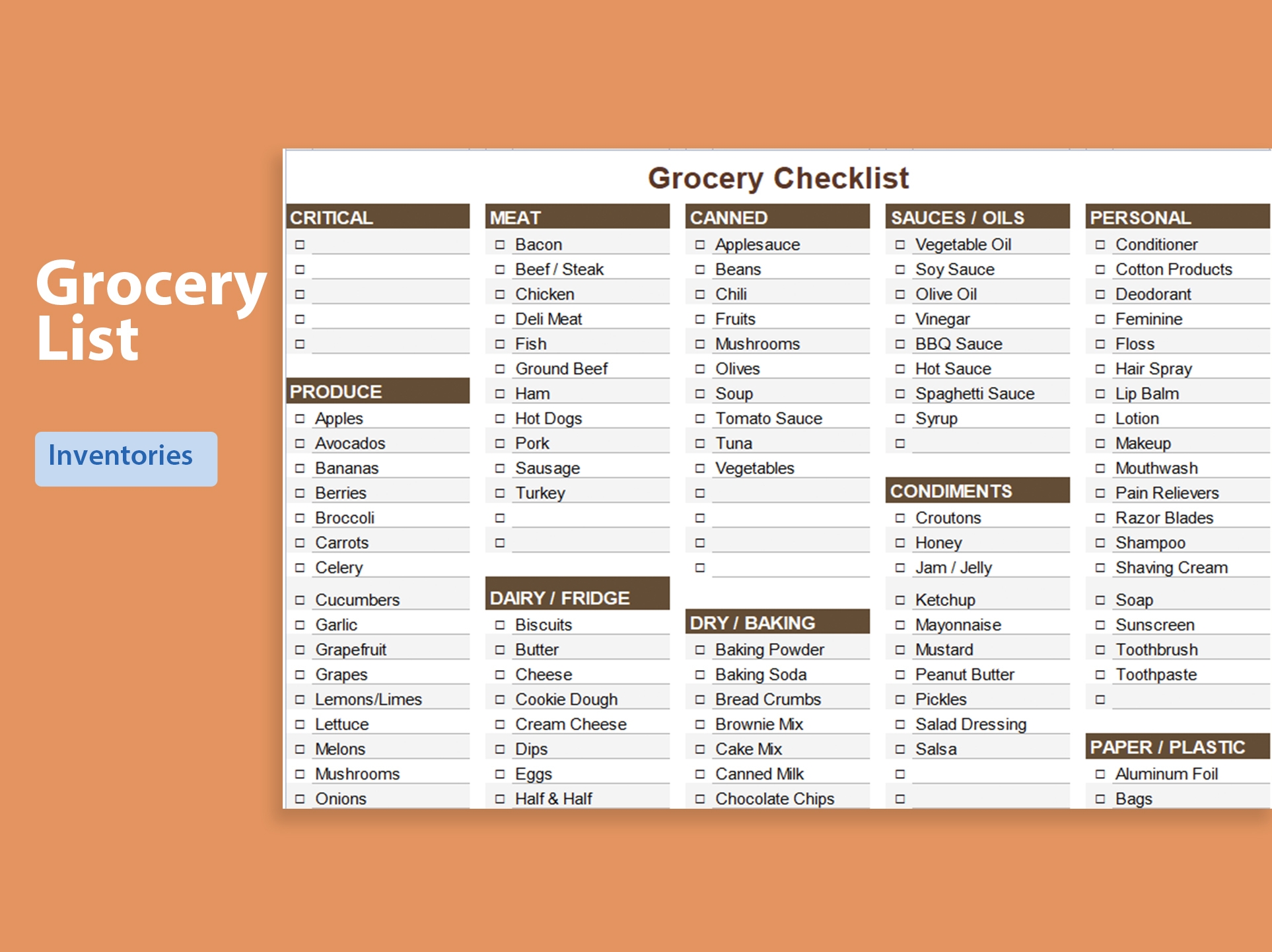 Grocery Budget Spreadsheet Template