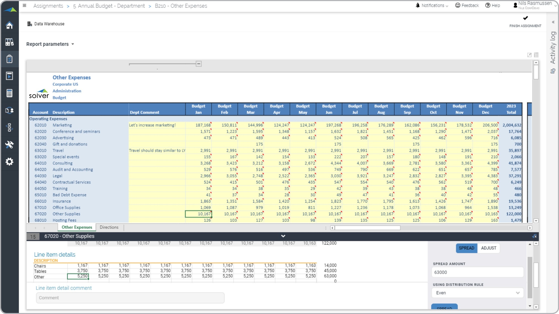 Expense Budget Input Form With Line Item Detail Expense Budget Input Form With Line Item Detail