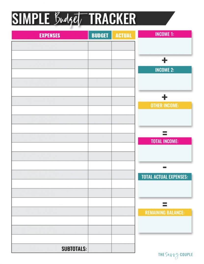 Single Person Monthly Budget Template