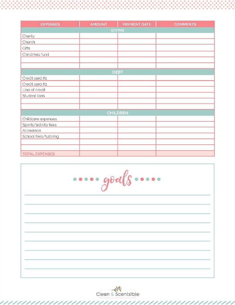 Family Binder Budgeting Printables Clean And Scentsible