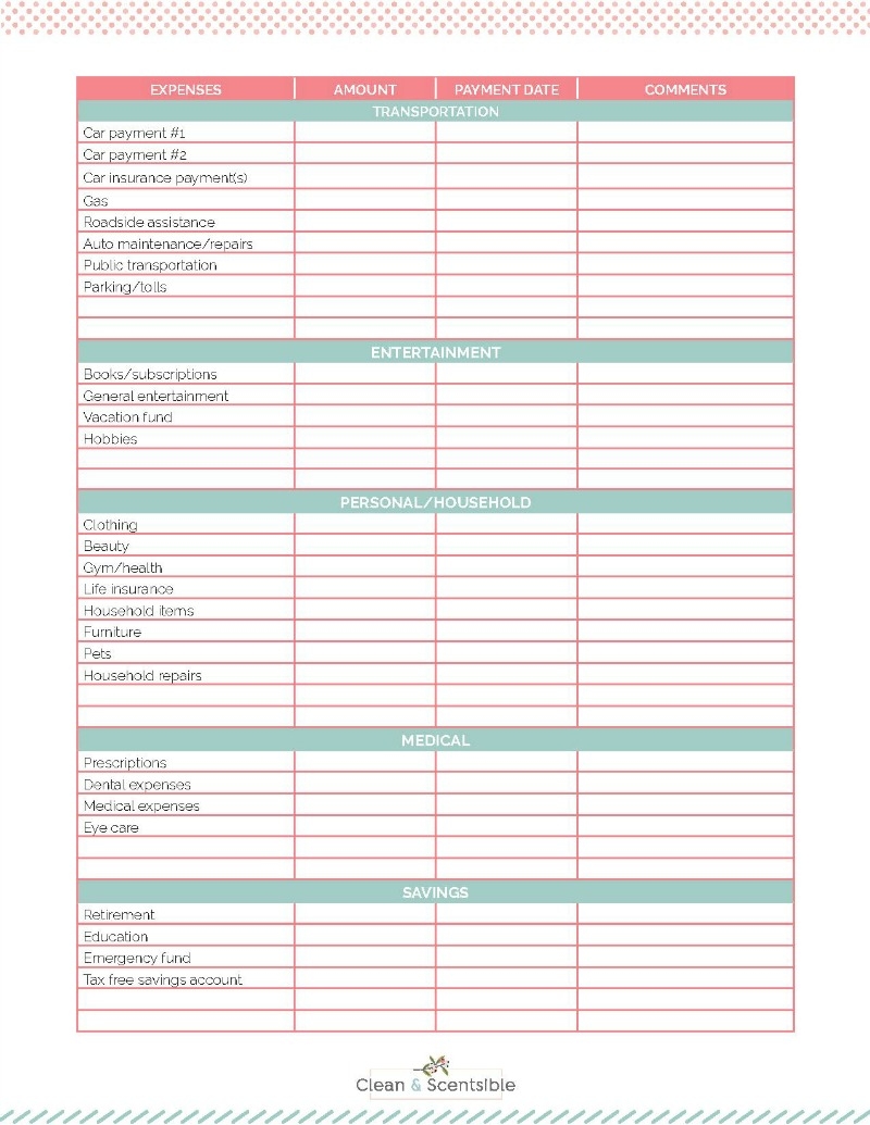 Free Simple Household Budget Template