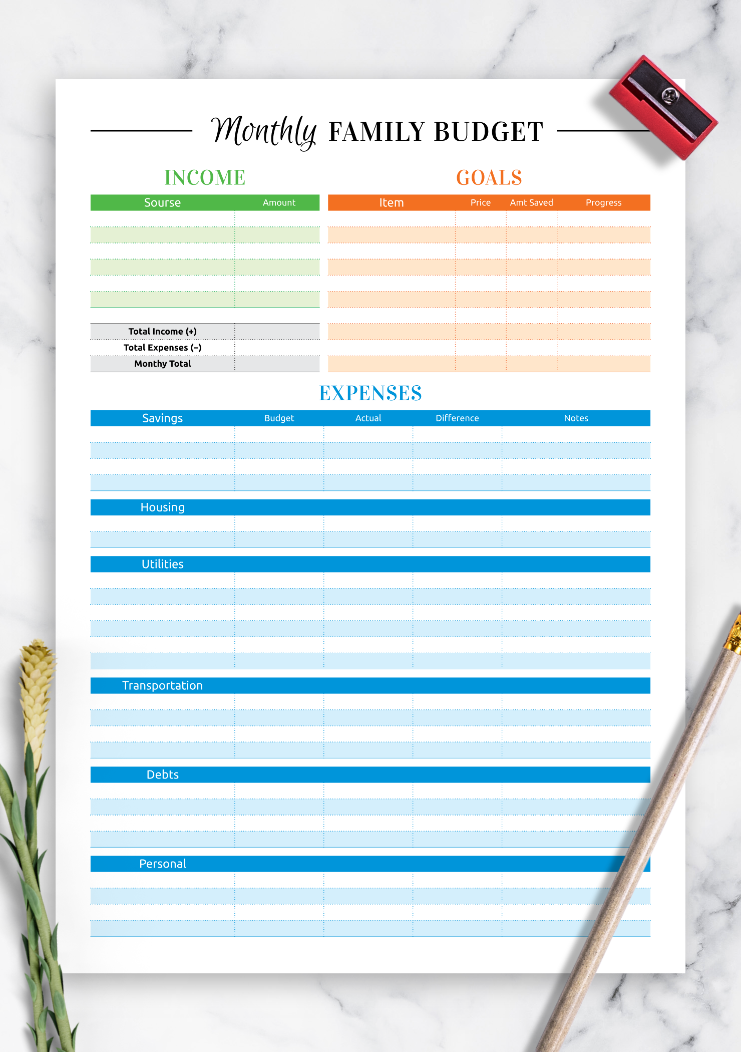 Family Budget Template PDF Manage Household Finances Easily