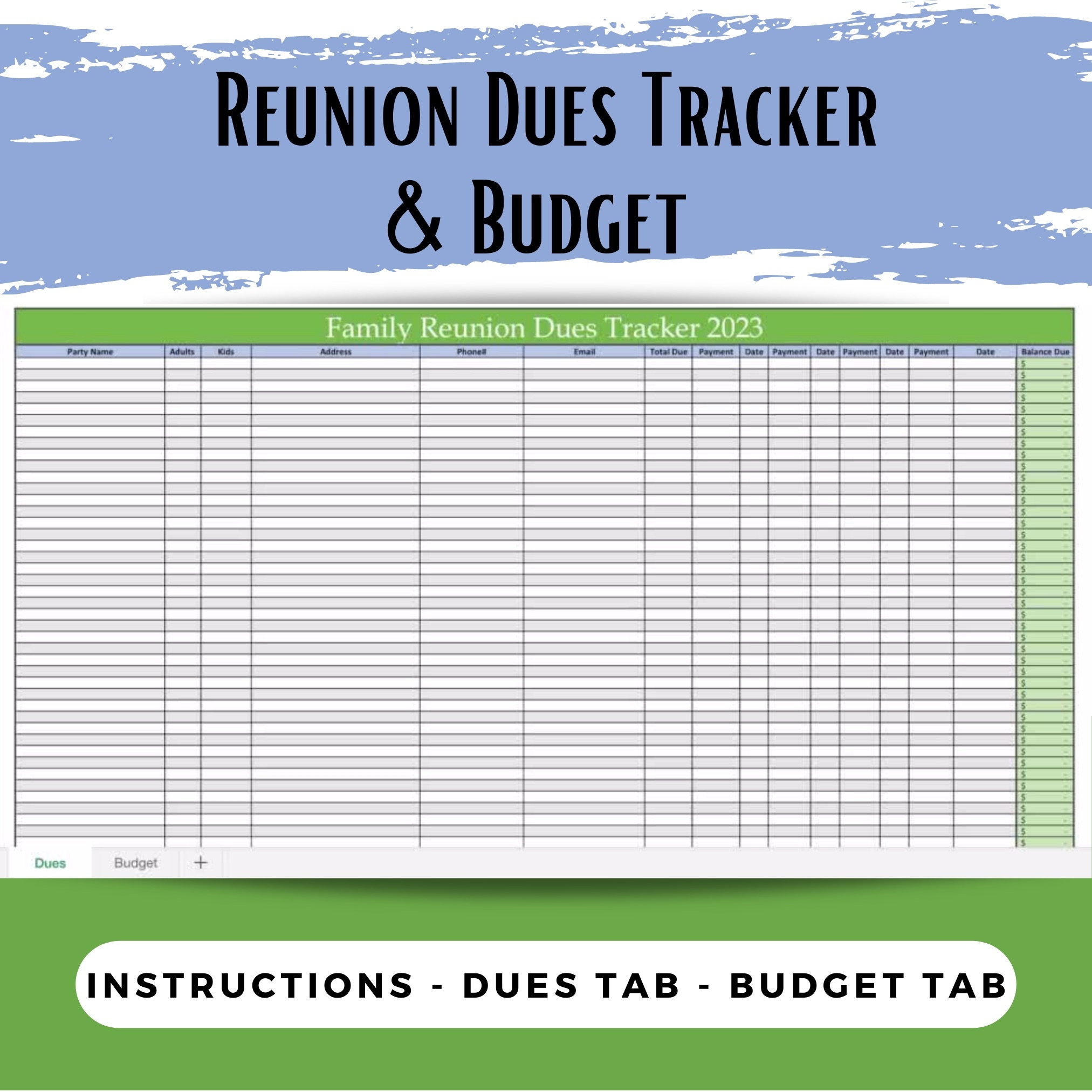 Family Reunion Budget Worksheet Template