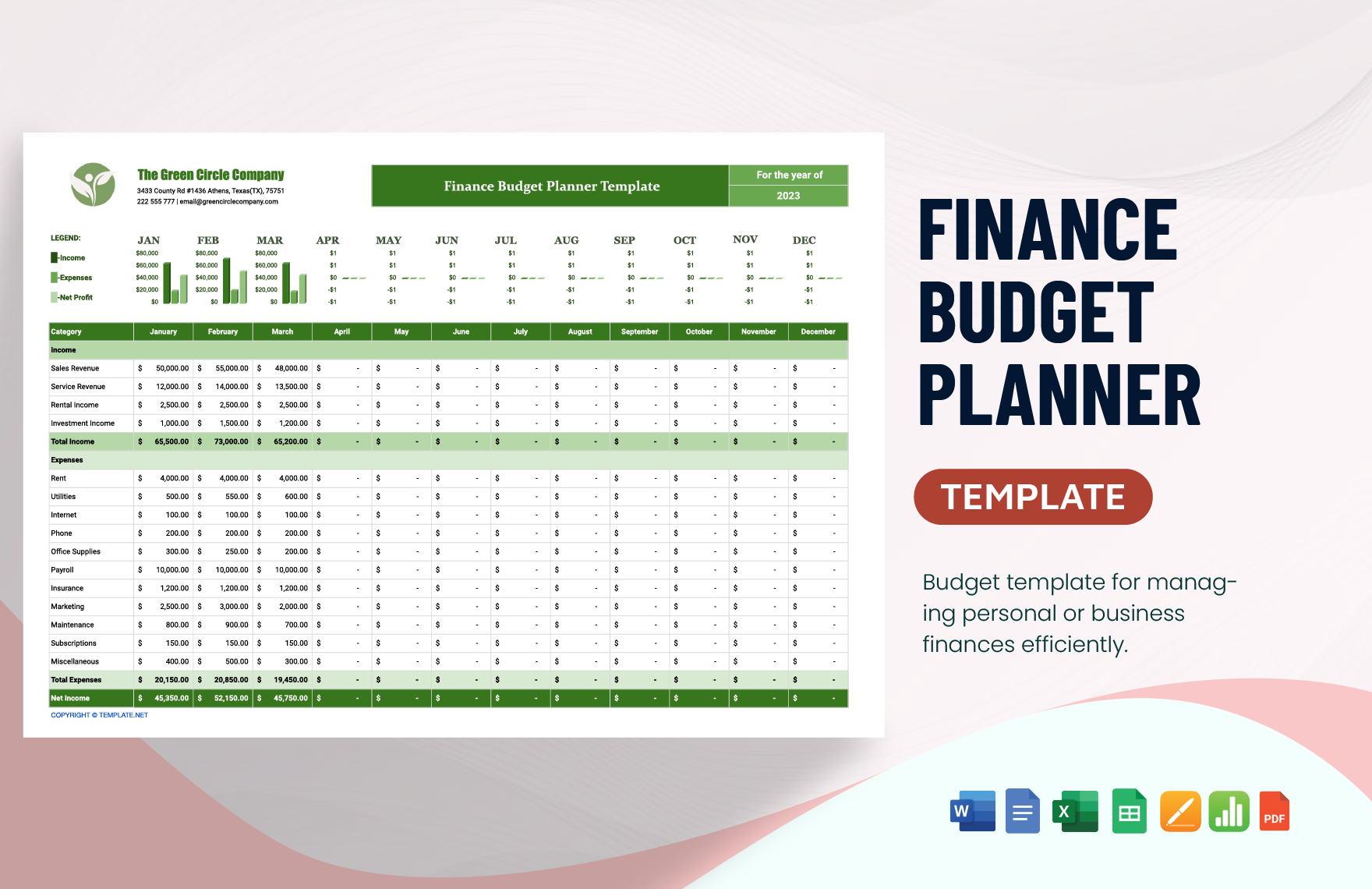 Finance Budget Planner Template In MS Word Pages GDocsLink Worksheets Library