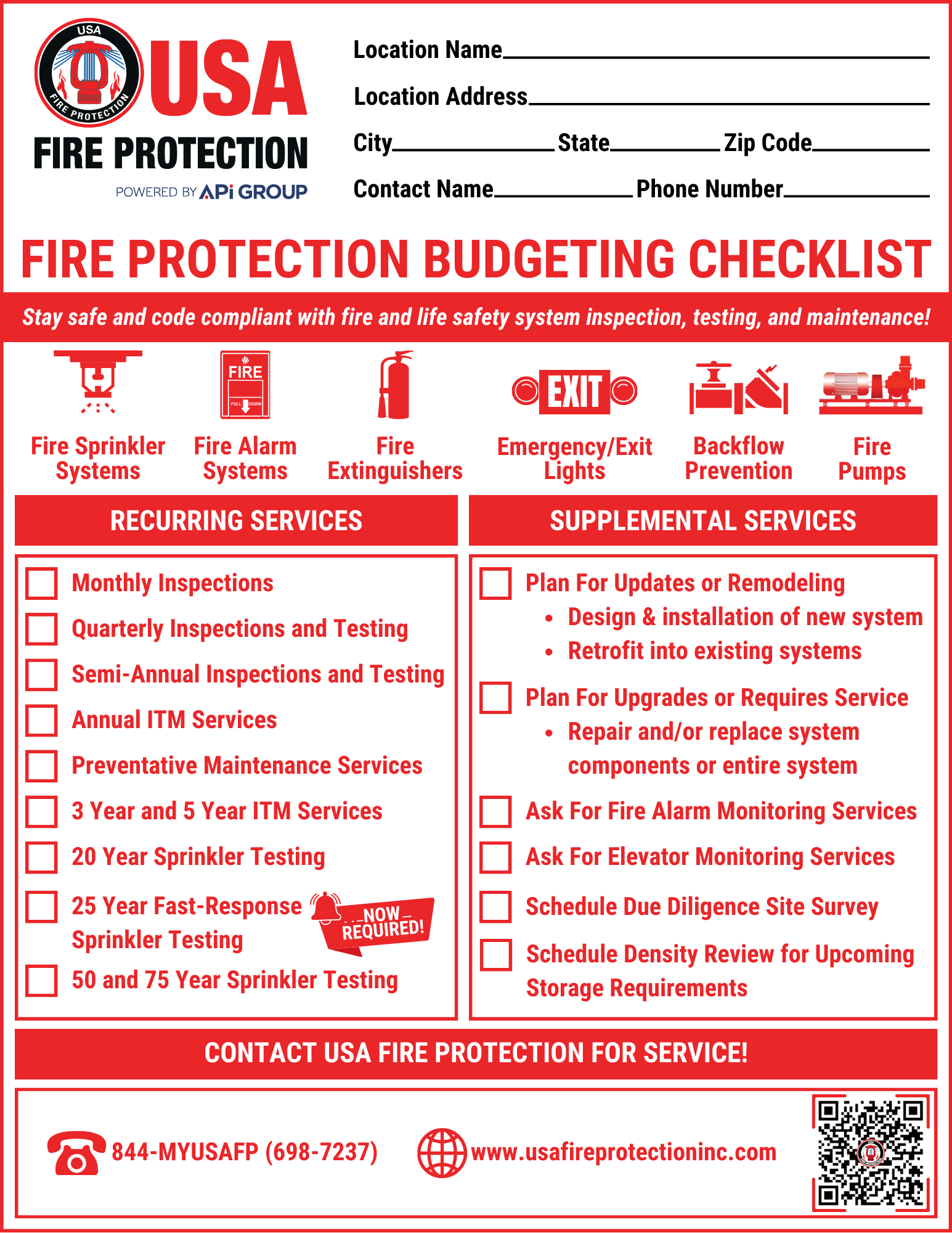 Fire Protection Budget Checklist USAFP