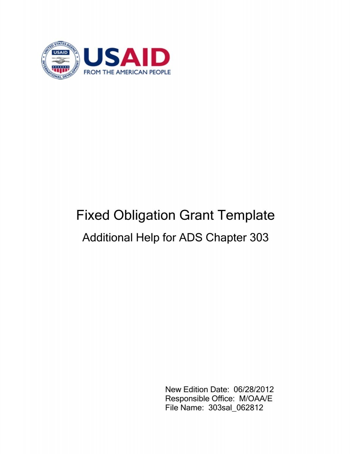 Fixed Obligation Grant Template Usaid