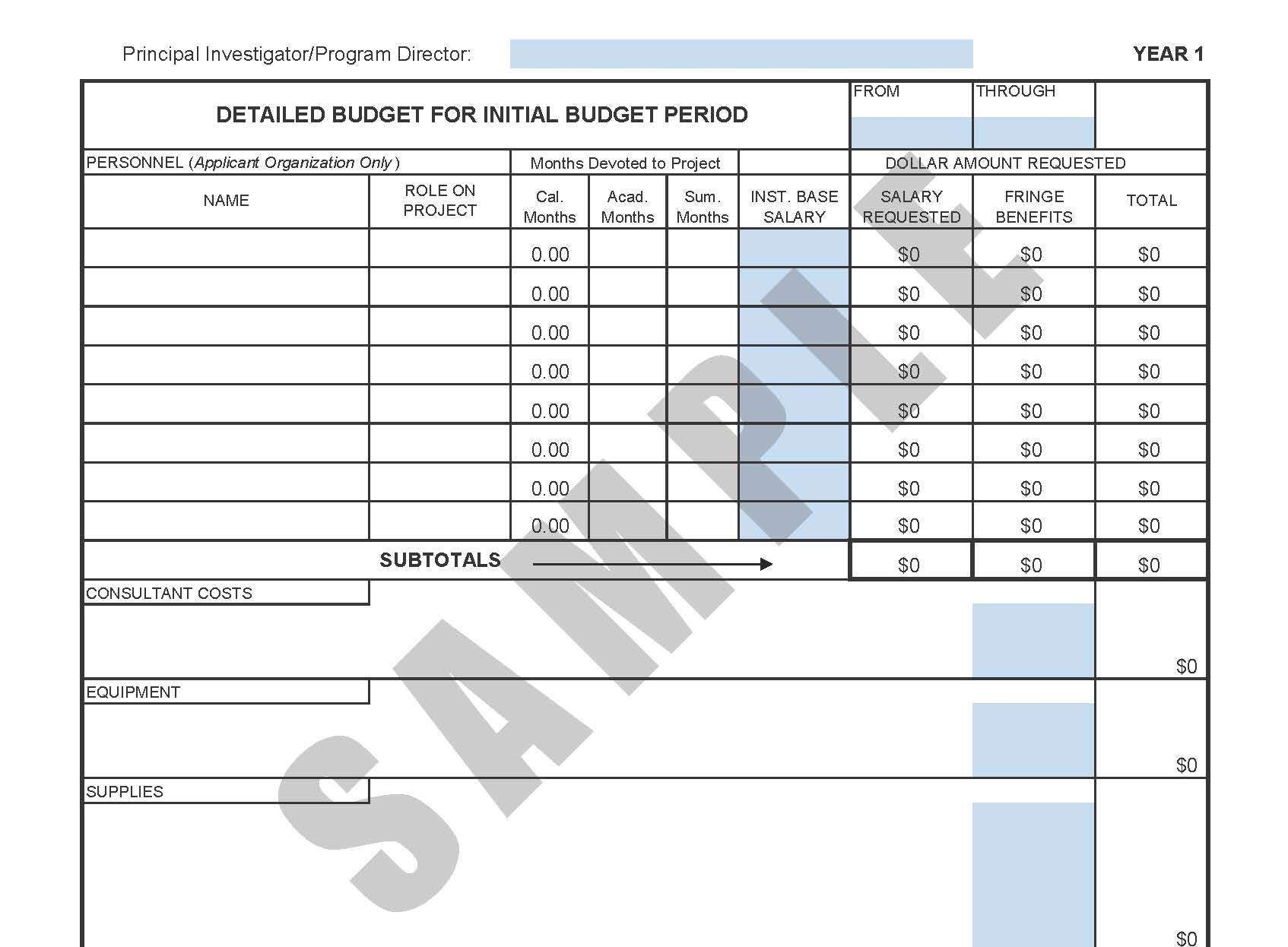 Grants.Gov Budget Template