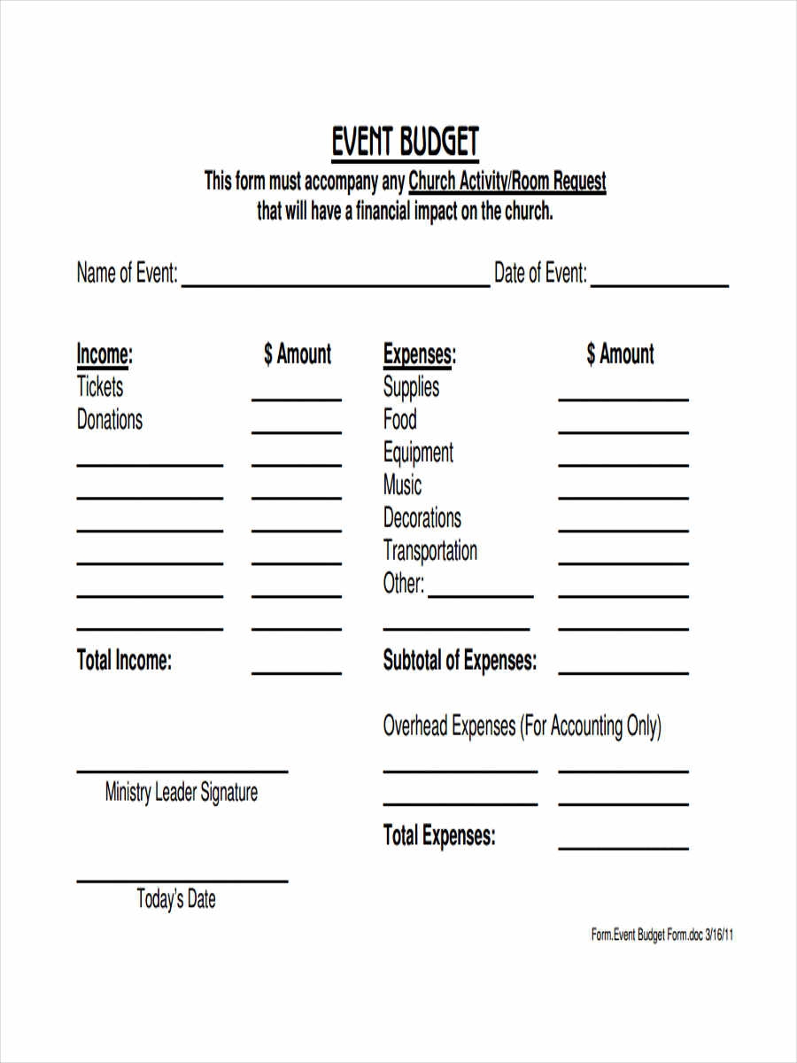 FREE 10 Church Budget Form Samples PDF MS Word Google Docs Excel