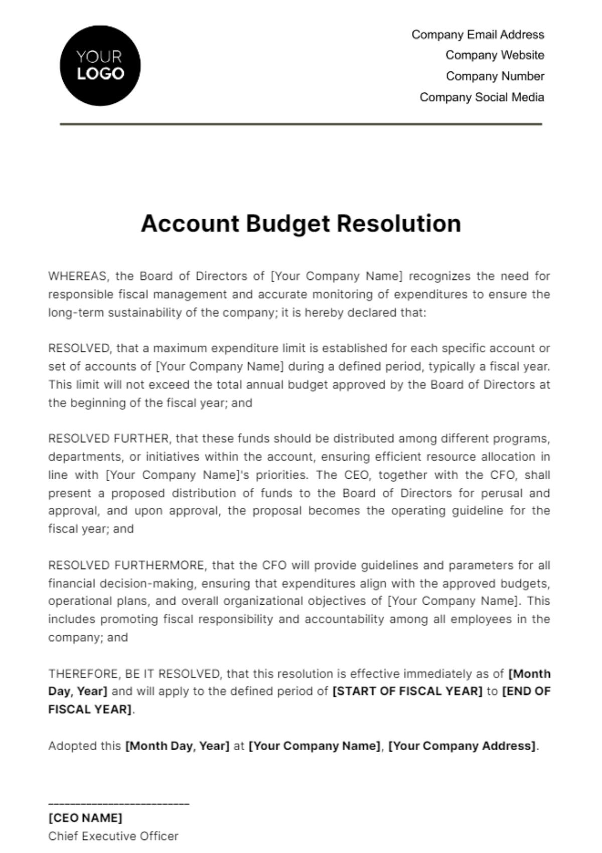 Budget Guidelines Template