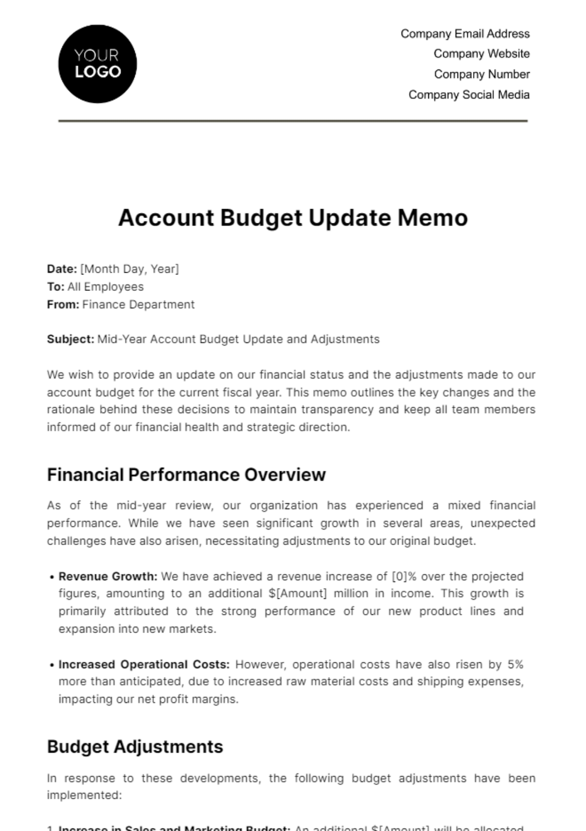 Budget Memo Template