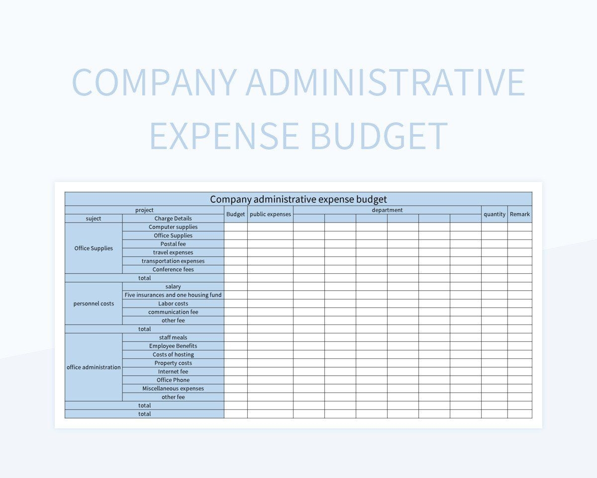 Free Administrative Expenses Templates For Google Sheets And Microsoft Excel Slidesdocs