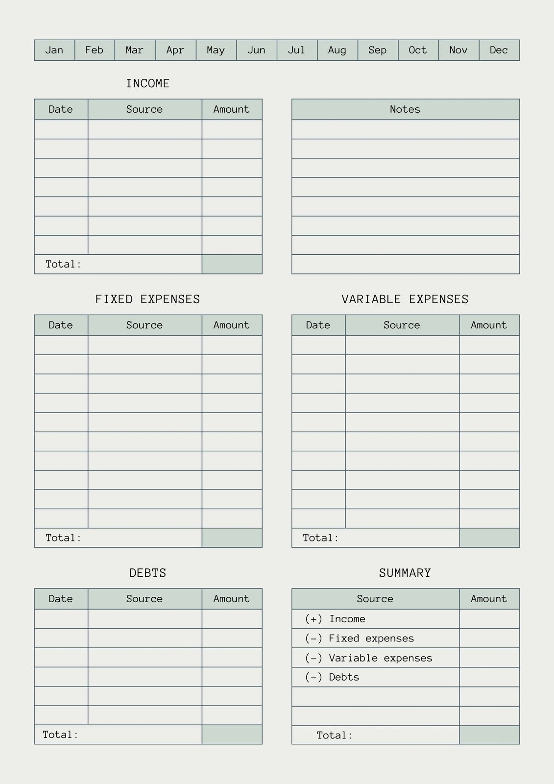 Budget Income Template