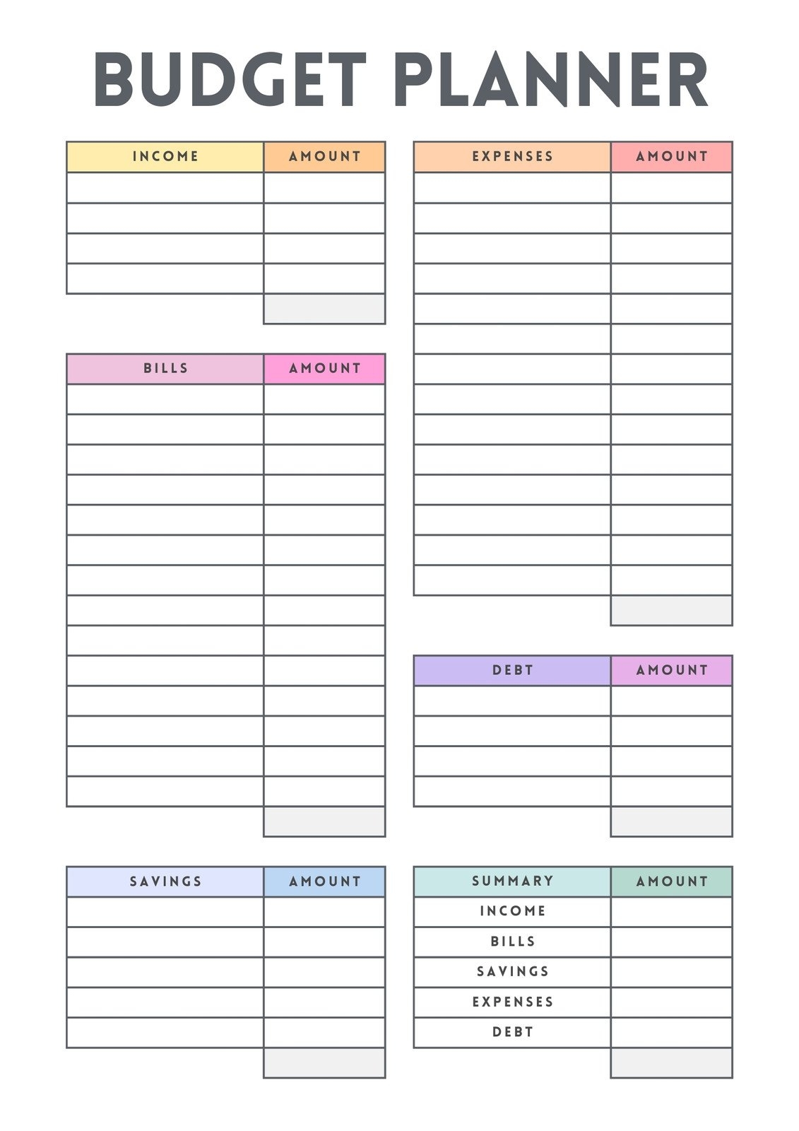 Downloadable Free Printable Personal Budget Template
